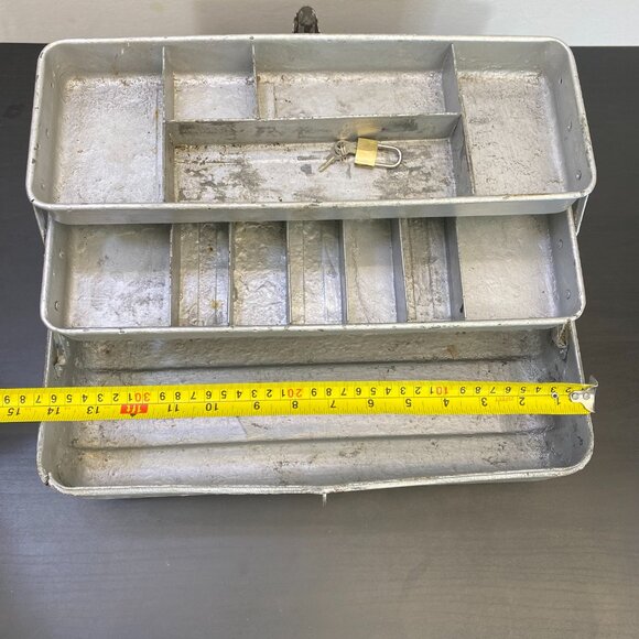 Metal Fishing Tackle Box 2 Tray, Tool Box, Craft Organizer Cantilever Utility. - Picture 4 of 10